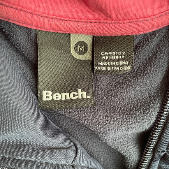 Bench Full Zip Hoodie Womens Size M / US 8 Purple Thumbhole Pockets Printed Logo - Picture 2 of 13
